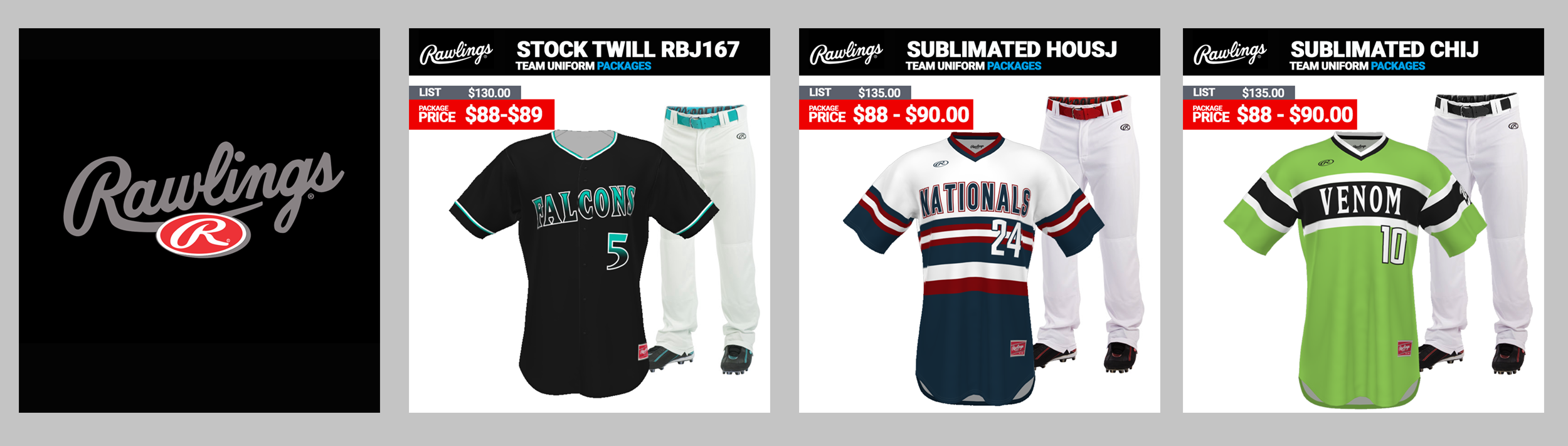 Rawlings Baseball Uniform Packages